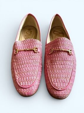 SAM EDELMAN Loraine Chic Pink Tweed Loafers Size 7.5 Women